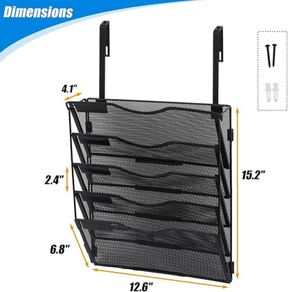 EASEPRES 5 Pocket Mesh Hanging Wall File Organizer - Image 2