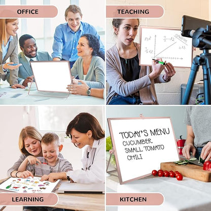 16 x 12 inches Dry Erase Whiteboard, Rose Gold Magnetic Desktop Double-Sided - Image 2