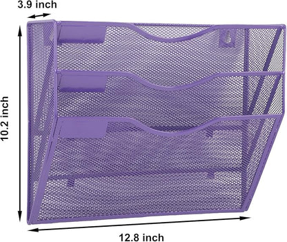 EASEPRES 3 Pocket Mesh Hanging Wall File Organizer, Wall Mounted Mail Paper - Image 2
