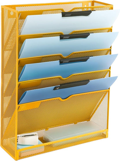 EASEPRES 6 Tier Mesh Hanging Wall File Organizer, Desk Vertical Mail Paper by EASEPRES