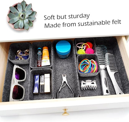 Welaxy Desk Drawer Organizer Tray, 8-Piece Shallow Felt Office Storage - Image 4