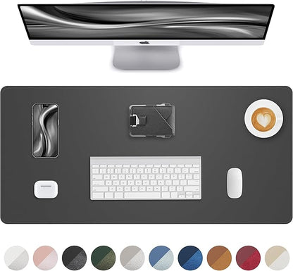 Leather Desk Pad Protector, Mouse Pad, Office Desk Mat, Non-Slip PU Leather by AFIING