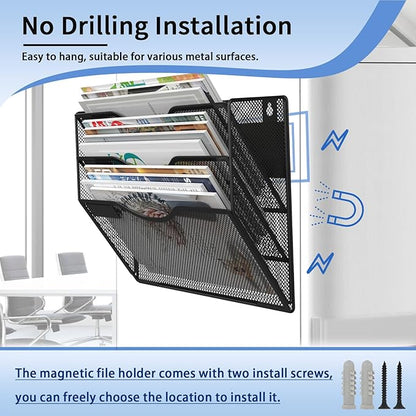 LQPAFZ 3-Tier Magnetic File Holder, No Drilling Installation File Cabinet - Image 5