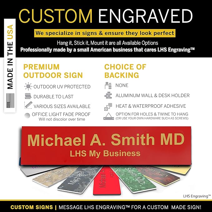 Engraved Name Plates for Door Sign Personalized Red Plastic Plaque - Image 3