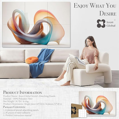 Soon Global Acoustical Wall Panels, 72 X 48 Inches Art Acoustic Panels - Image 4