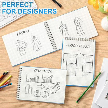 Engrowtic 2 Pack Graph Paper Spiral Notepad A5 Top Wirebound Notepad Grid - Image 3