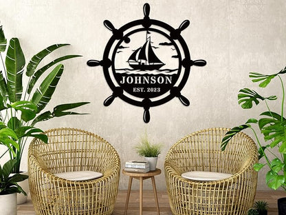 Coastal Metal Boat Anchor Sign, Metal Wall Art Decor, Nautical Outdoor Indoor - Image 2