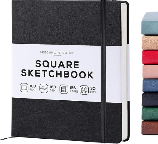 Beechmore Books Square Sketchbook – 8x8 Premium Vegan Leather Bound Large by BeechmoreBooks