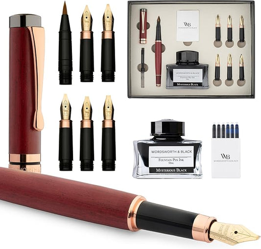 Wordsworth & Black Calligraphy Pen Gift Set, Includes Ink Bottle, 6 Ink by WordsworthBlack