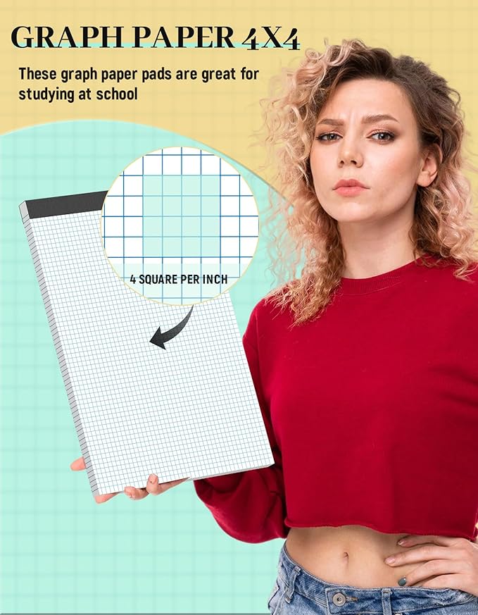 11x17 Graph Paper Pad, 4x4 Quad Ruled, 30 Sheets Large Graphing Paper 11'' x - Image 3