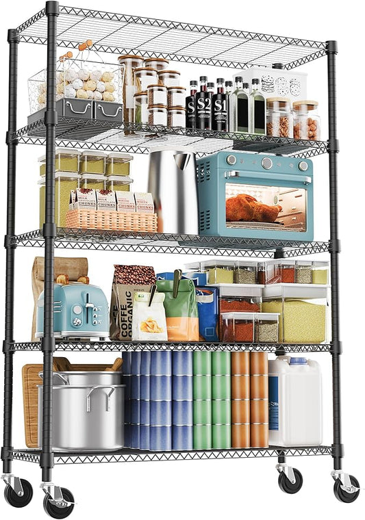M MZG 5 Tiers Shelf 1750 lbs Steel Storage Shelving Utility Shelving Unit Steel by MEIGAOPLASTICANDMETALHKCOLIMITED