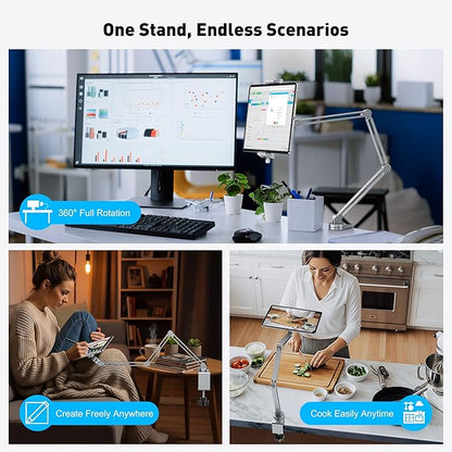 AboveTEK 2-in-1 iPad Stand for Desk, Aluminum iPad Holder Arm - Image 7