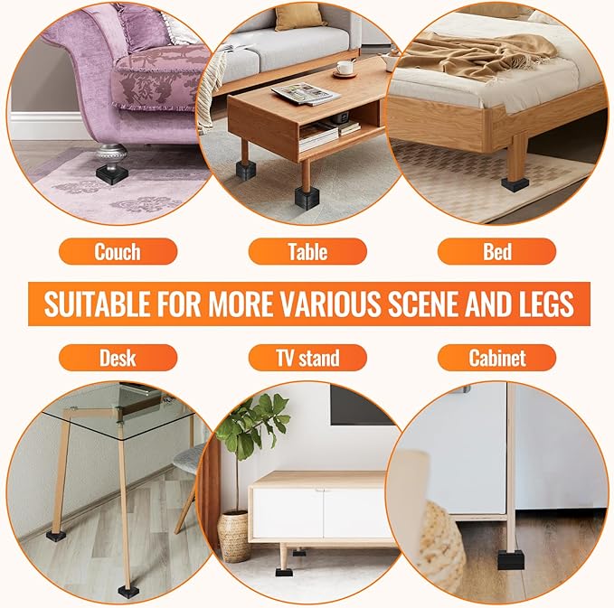Furniture Risers Heavy Duty Adjustable Bed Risers Blocks Lift 4, 2 inches - Image 6