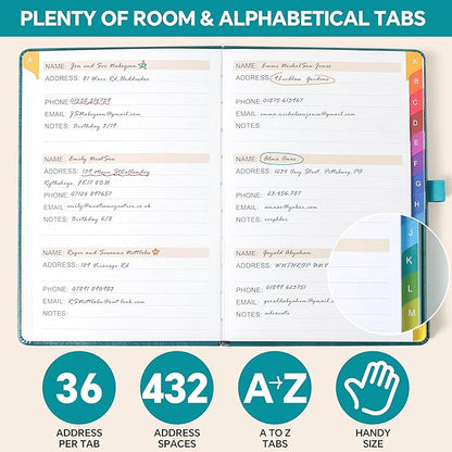 Address Book with Colorful Alphabetical Tabs – Hardcover Contact Organizer - Image 4