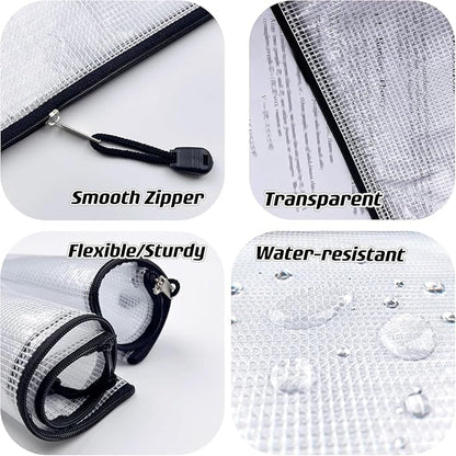 Oaimyy-18 PCS-Mesh Zipper Pouch, Plastic Zip File Folders Puzzle Bags Large - Image 4