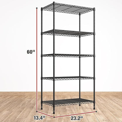REIBII 5 Tier Storage Shelves Adjustable Wire Rack Shelving, Kitchen Shelves - Image 3