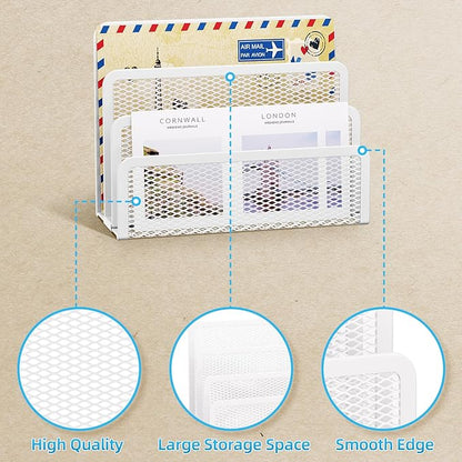 Marbrasse Mail Organizer for Desk, 3-Slot Mesh Metal Mail Holder countertop - Image 3