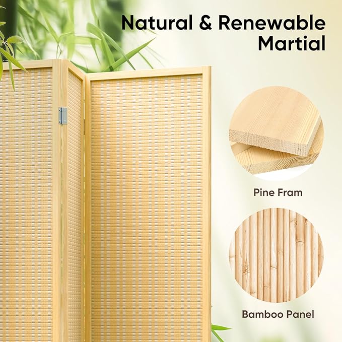 JOSTYLE Room Divider Folding Privacy Screen, 6 Panel Room Divider Screen - 6 - Image 3