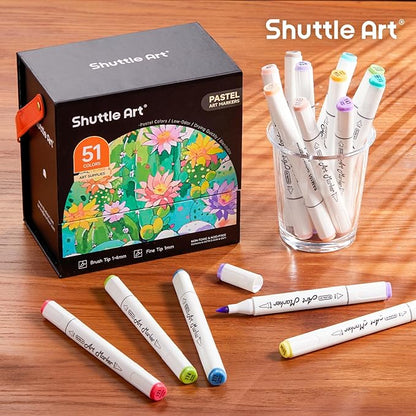 Shuttle Art Pastel Alcohol Markers Brush tip, Dual Tip Brush & Fine Tip Art - Image 8