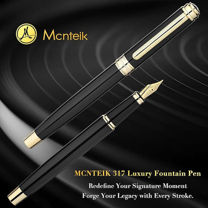 MCNTEIK 317 Fountain Pen, Stunning Luxury Black Piano Lacquer, 18K Gilded Nib - Image 4