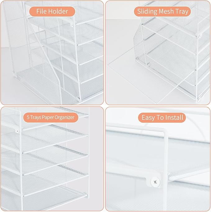 LEKETREE Desk Organizers and Accessories, 5-Tier Paper Letter Tray Organizer - Image 5