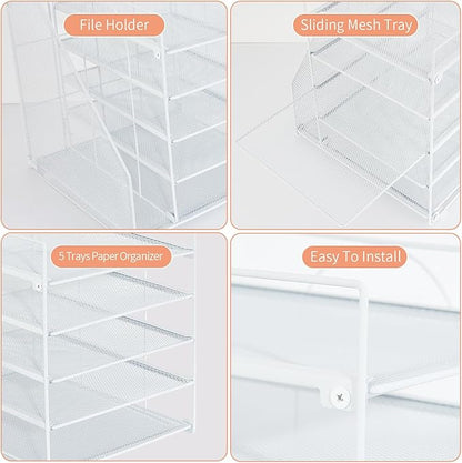 LEKETREE Desk Organizers and Accessories, 5-Tier Paper Letter Tray Organizer - Image 5