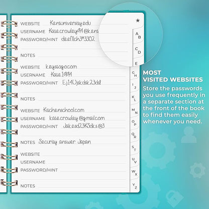 Clever Fox Password Book Spiral – Internet Address & Password Organizer - Image 4