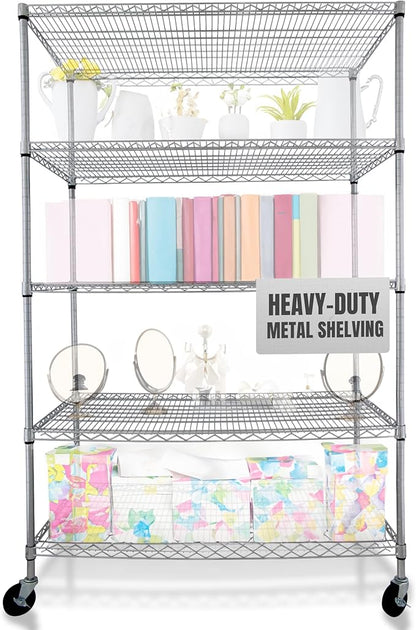 CRESCENT 48" W Storage Shelves 4000LBS Metal Shelving 5 Tier Wire Shelving Unit - Image 11