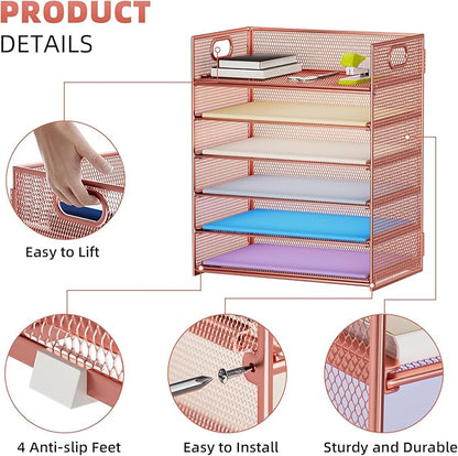 Marbrasse 6 Tier Paper Organizer Letter Tray - Image 4