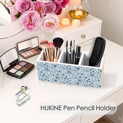 HUKINE Blue and White Chinoiserie Floral Pen Holder - Image 3