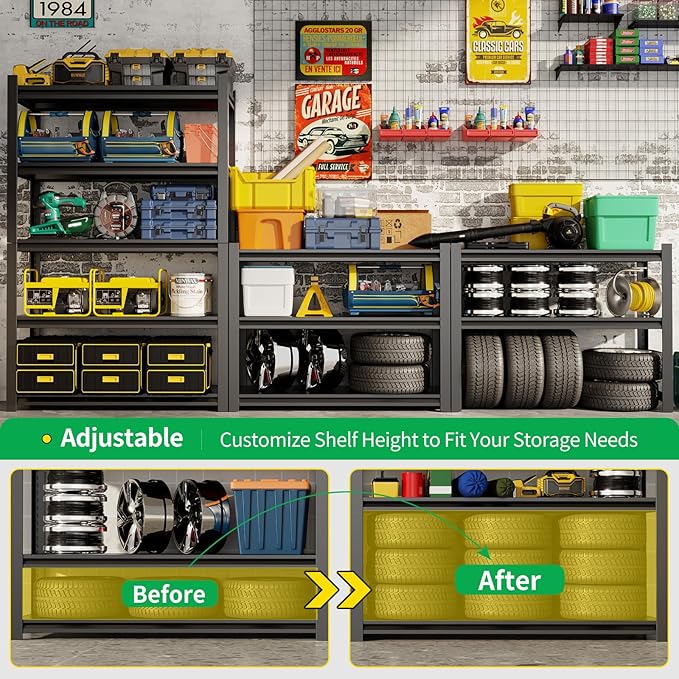 CBCNWR 72''H Garage Storage Shelves, 2800LBS Steel Heavy Duty Storage Shelves - Image 5
