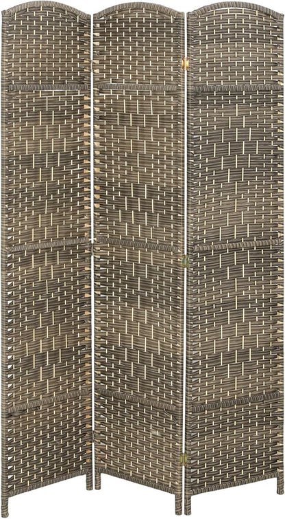 HOMCOM 3 Panel Room Divider, Hand-Woven Freestanding Wall Partition by HOMCOM