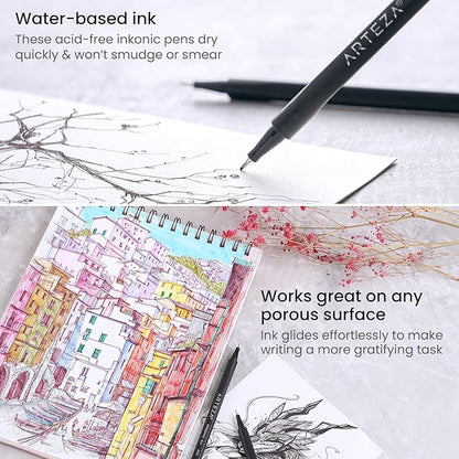 ARTEZA Inkonic Fineliners Fine Point Pens, 0.4mm Tips, Ergonomic Barrels - Image 4