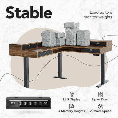 HUANUO 65.5" × 57.6" Electric L Shaped Standing Desk - Image 8