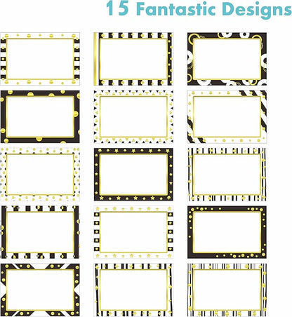 405 PCS Gold Metallic Name Tag, Blank Name Labels in 15 Designs - Image 3