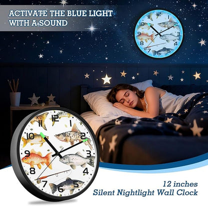 Vozoza Fishing Underwater 12 Inch Analog Wall Clocks Battery-Operated - Image 7