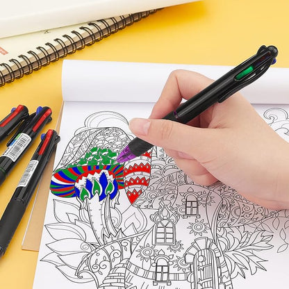 Bribobo 4 Pack Multicolor Ballpoint Pens 4-in-1 0.7mm Colored Retractable - Image 7