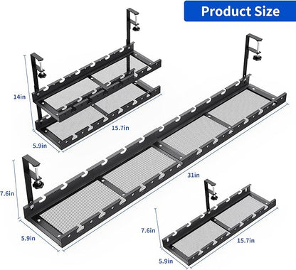 WIGAKDRU 31Inch Extendable Under Desk Cable Management Tray Multi-Model Metal - Image 7