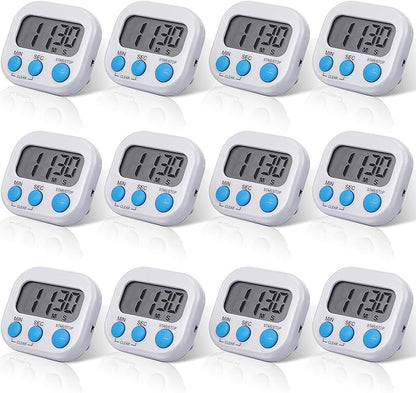 Weewooday 12 Pcs Digital Kitchen Magnetic Timer Bulk Classroom Count up by Weewooday
