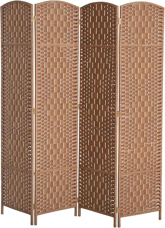 HOMCOM Room Divider, 4 Panel Folding Privacy Screen, 6FT Tall Portable Wicker by HOMCOM