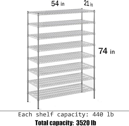 Regal Altair 21" Deep x 54" Wide x 74" Height Wire Shelving Kit | 8-Tier | NSF - Image 3