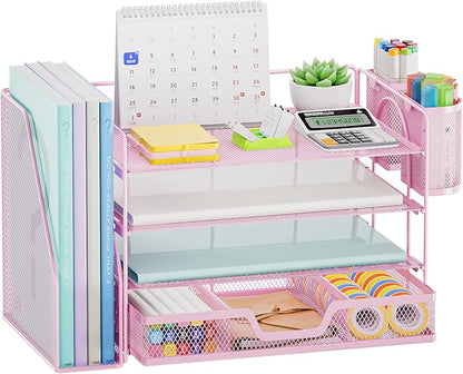 Marbrasse Desk Organizer and Accessories，4-Tier Paper Letter Tray Organizer - Image 8