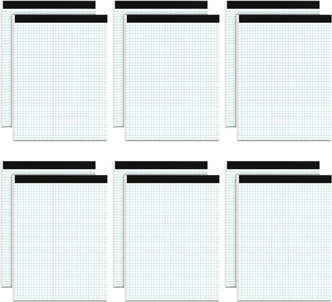 Graph Paper Pad 8.5 x 11, 12 Pack Graph Paper Notebook, 4x4 Graph Ruled by Home