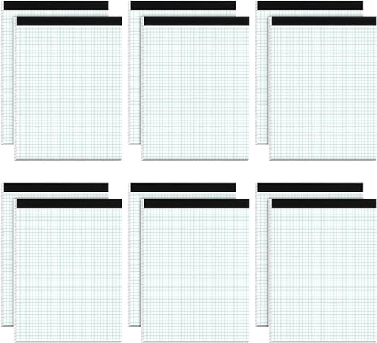 Graph Paper Pad 8.5 x 11, 12 Pack Graph Paper Notebook, 4x4 Graph Ruled by Home