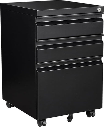 Fesbos 3 Drawer Mobile Metal File Cabinet, Pre-Built Office Storage File Cabinet by Fesbos