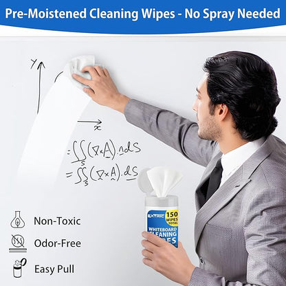 EXTRIC Whiteboard Cleaning Wipes, Low Odor White Board Cleaner 75 Per Canister - Image 4