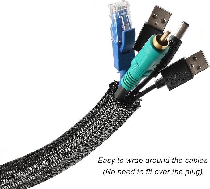 CrocSee 25ft - 3/4 inch Braided Cable Management Sleeve Cord Protector - - Image 2