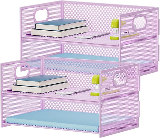 Marbrasse 2 Tier Paper Organizer Letter Tray, Mesh File Organizer by Marbrasse