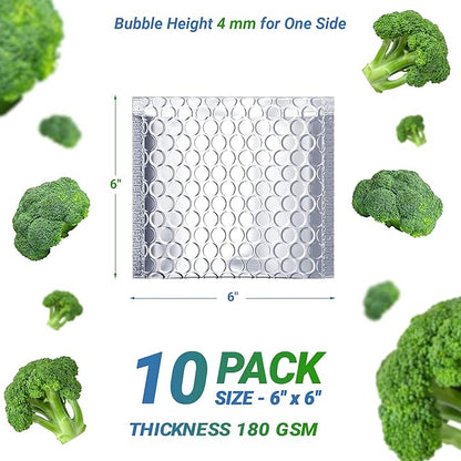 Amiff Silver Thermal Bubble Mailer, 6 x 6 Inches. 10 Pack Metallic Bubble - Image 2