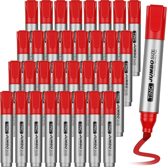 Fuutreo 32 Pcs Jumbo Permanent Markers Bulk Large Chisel Tip Permanent Markers by Fuutreo